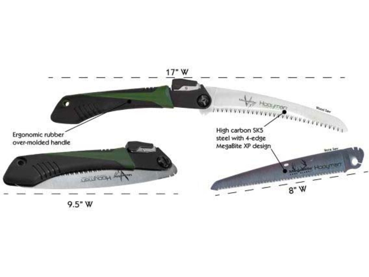 Hooyman Saws Megabite Hunters Combo W/ Bone/Wood Handsaw Black/Green 110143