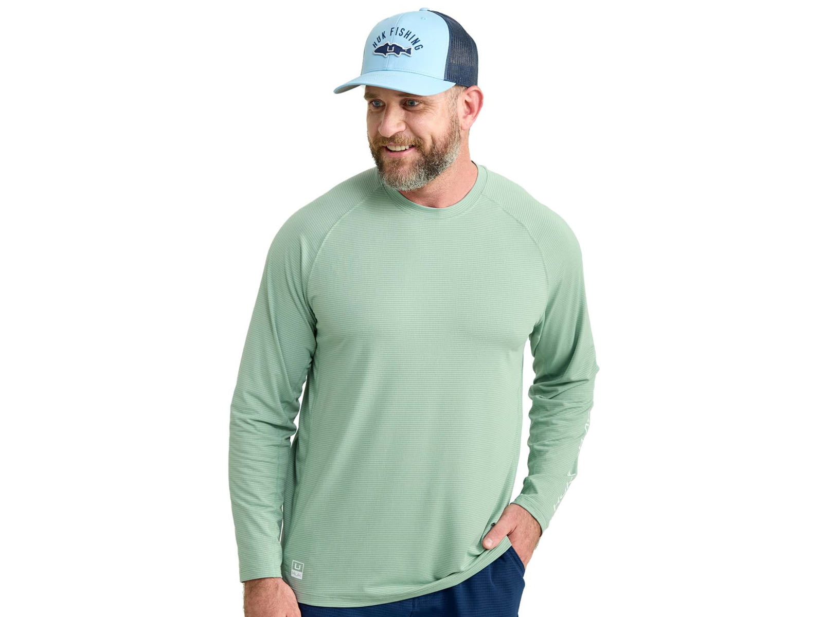 HUK Performance Fishing A1A Performance Crew - Men's Fog Green 2XL