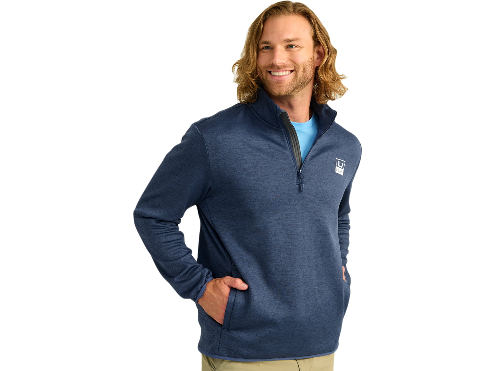 HUK Performance Fishing Cold Front 1/4 Zip Pullover - Men's Nvl Aca Hthr Large