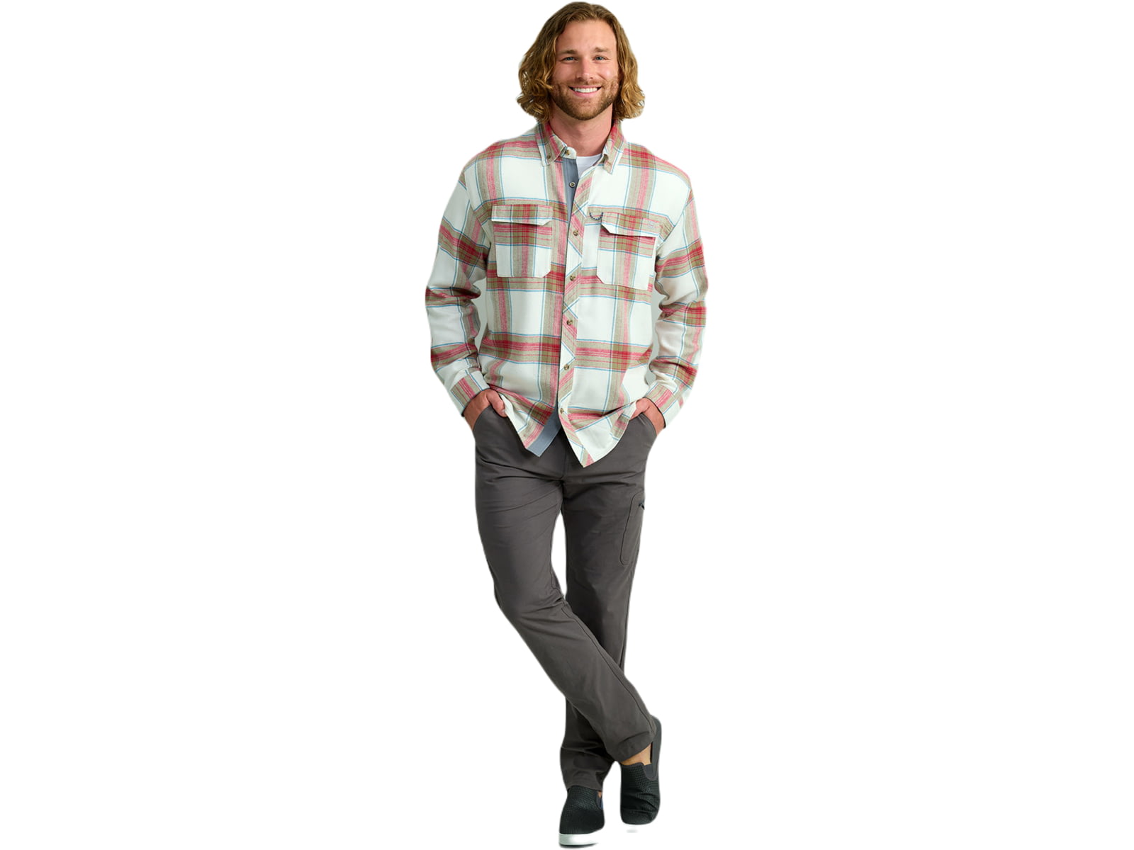 HUK Performance Fishing Hawser Plaid Flannel - Men's Khaki Large