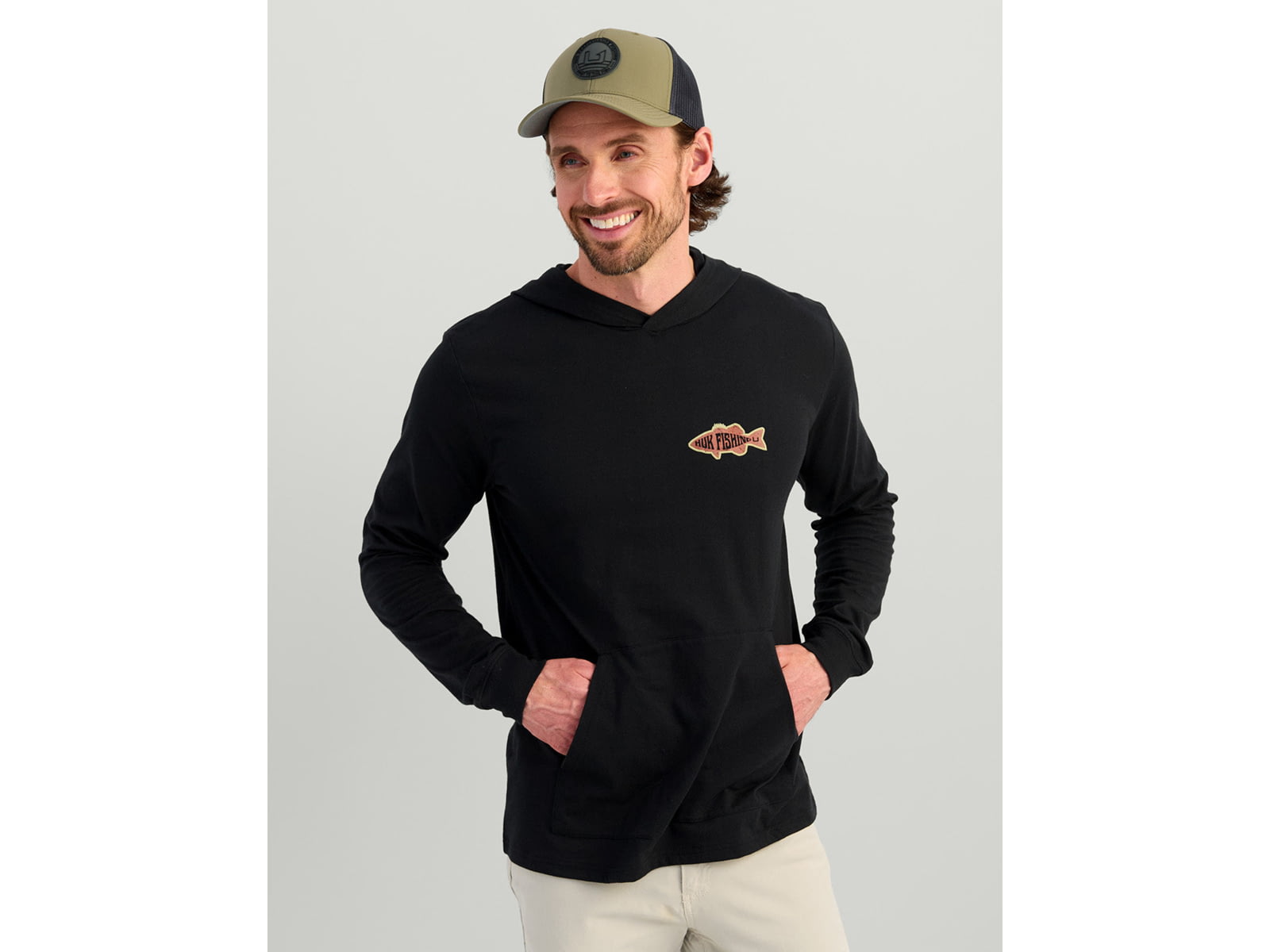 HUK Performance Fishing Huk Bass Apparel Hoodie Tee - Men's Black