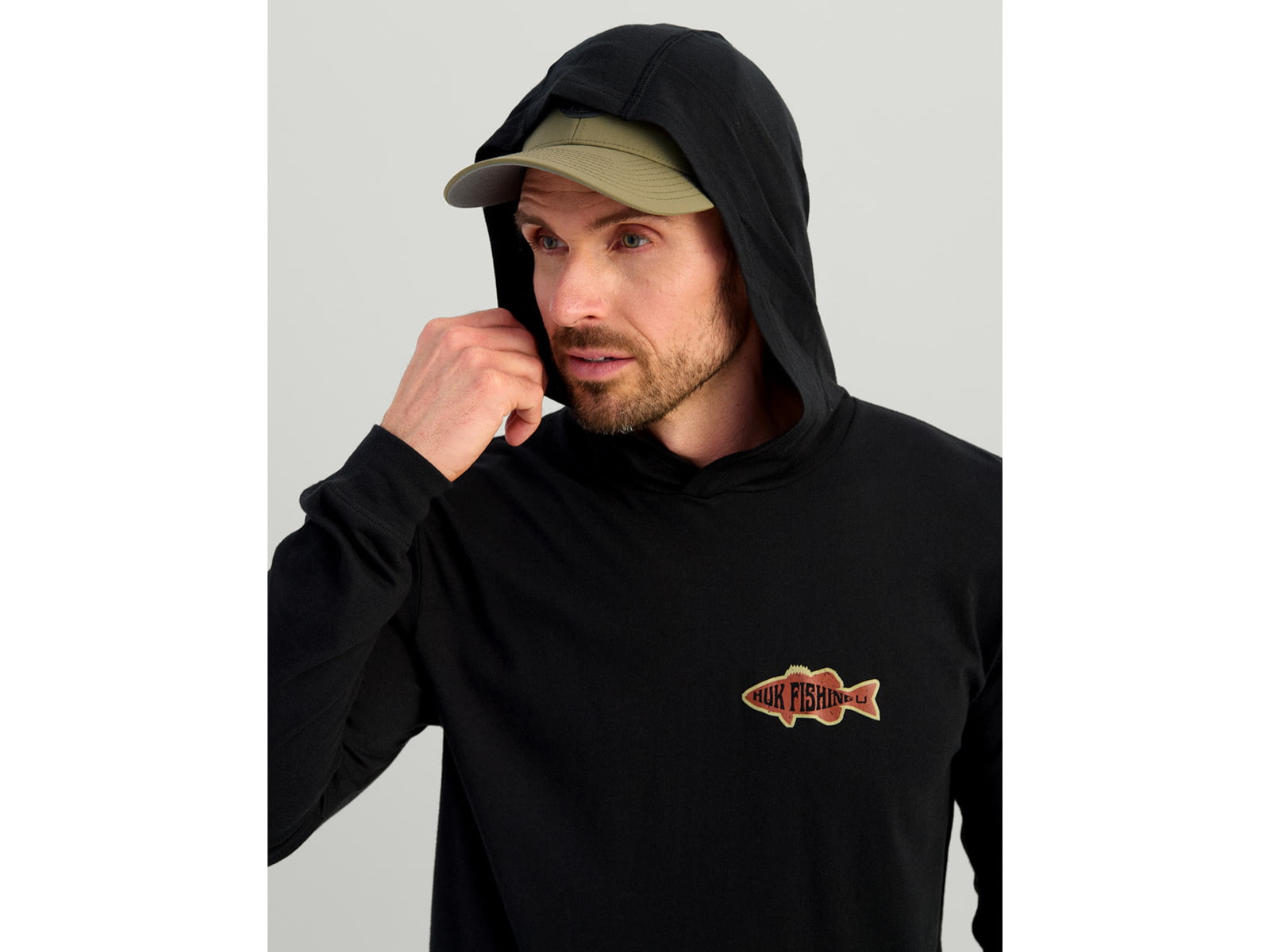 HUK Performance Fishing Huk Bass Apparel Hoodie Tee - Men's Black