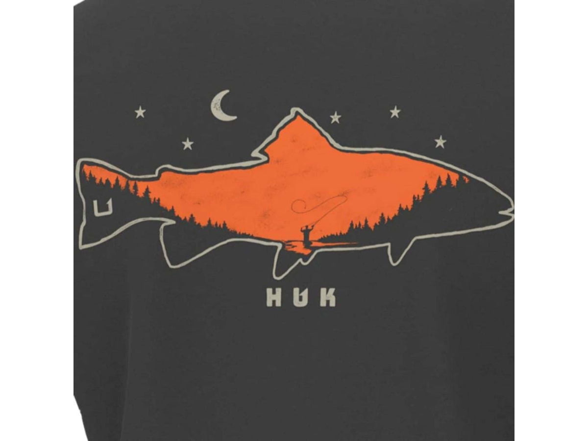 HUK Performance Fishing Moon Trout Short Sleeve Shirt - Men's Volcanic Ash Large H1000422-013-L