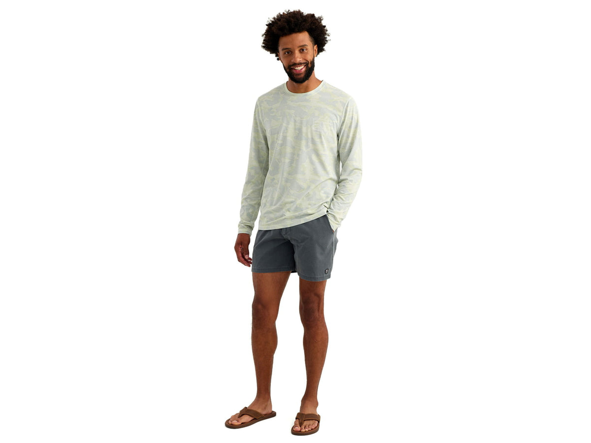 HUK Performance Fishing Drift Printed Long Sleeve Crew - Men's Pale Algae