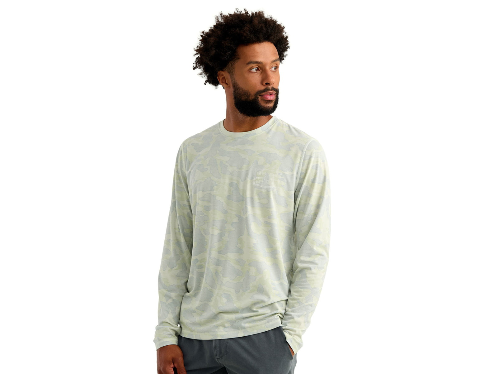HUK Performance Fishing Drift Printed Long Sleeve Crew - Men's Pale Algae