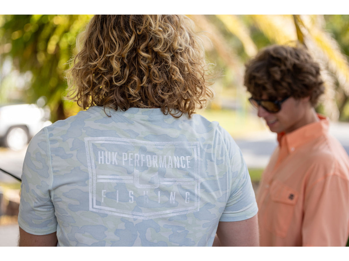 HUK Performance Fishing Drift Printed Short Sleeve Crew - Men's Pale Algae Medium