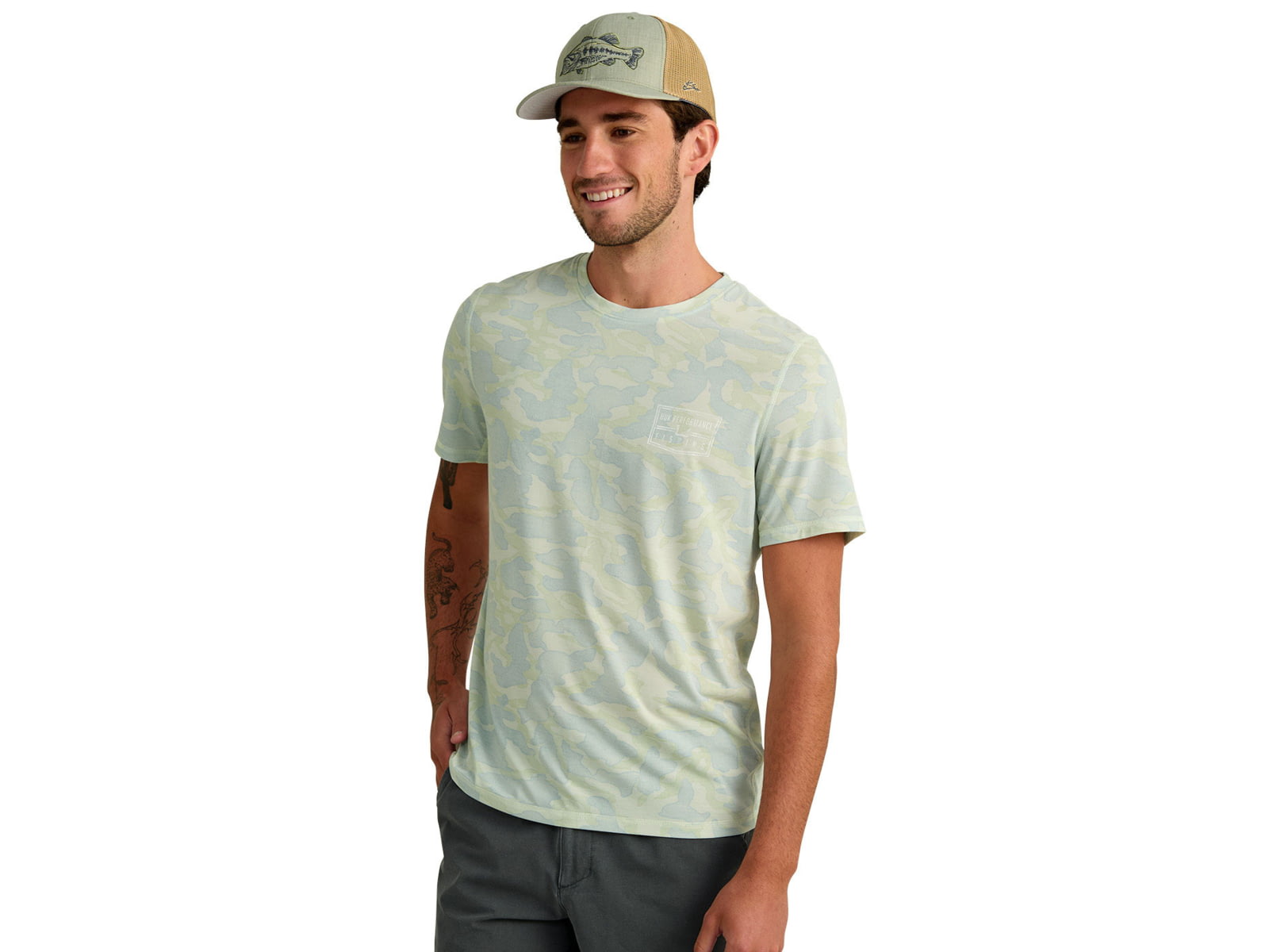 HUK Performance Fishing Drift Printed Short Sleeve Crew - Men's Pale Algae Medium