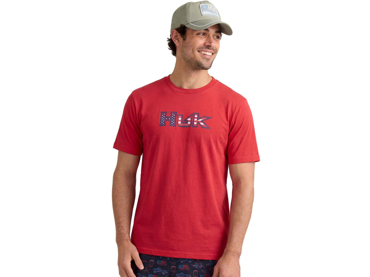 HUK Performance Fishing Huk Americana Fill Short Sleeve T-Shirt - Men's True Red