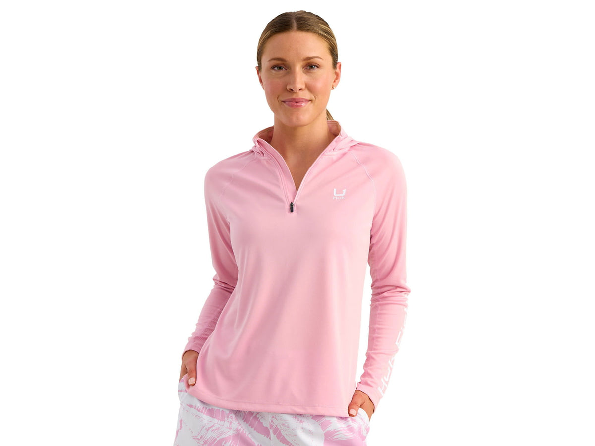 HUK Performance Fishing Icon Long Sleeve Hoodie - Women's Oleander