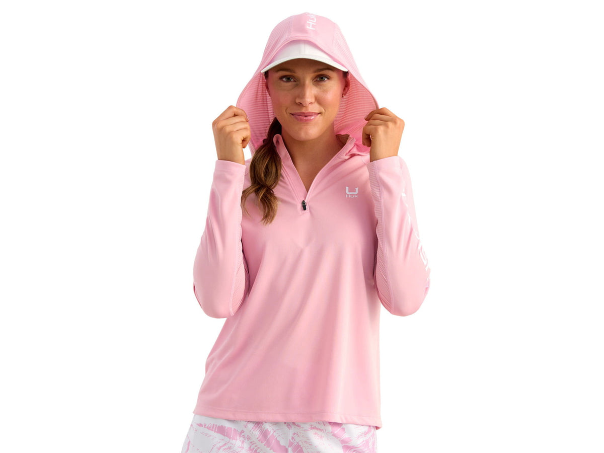 HUK Performance Fishing Icon Long Sleeve Hoodie - Women's Oleander