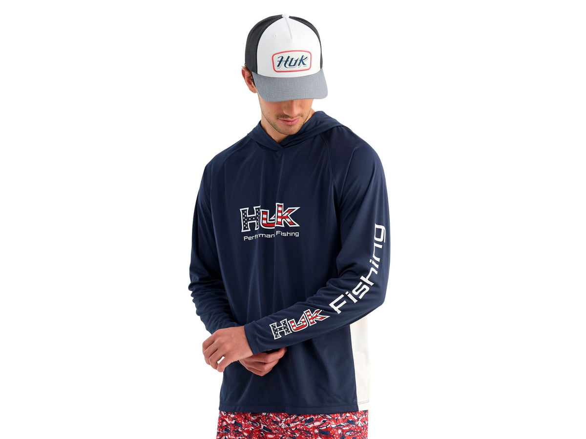 HUK Performance Fishing Pursuit Americana Fill Hoodie - Men's Naval Academy