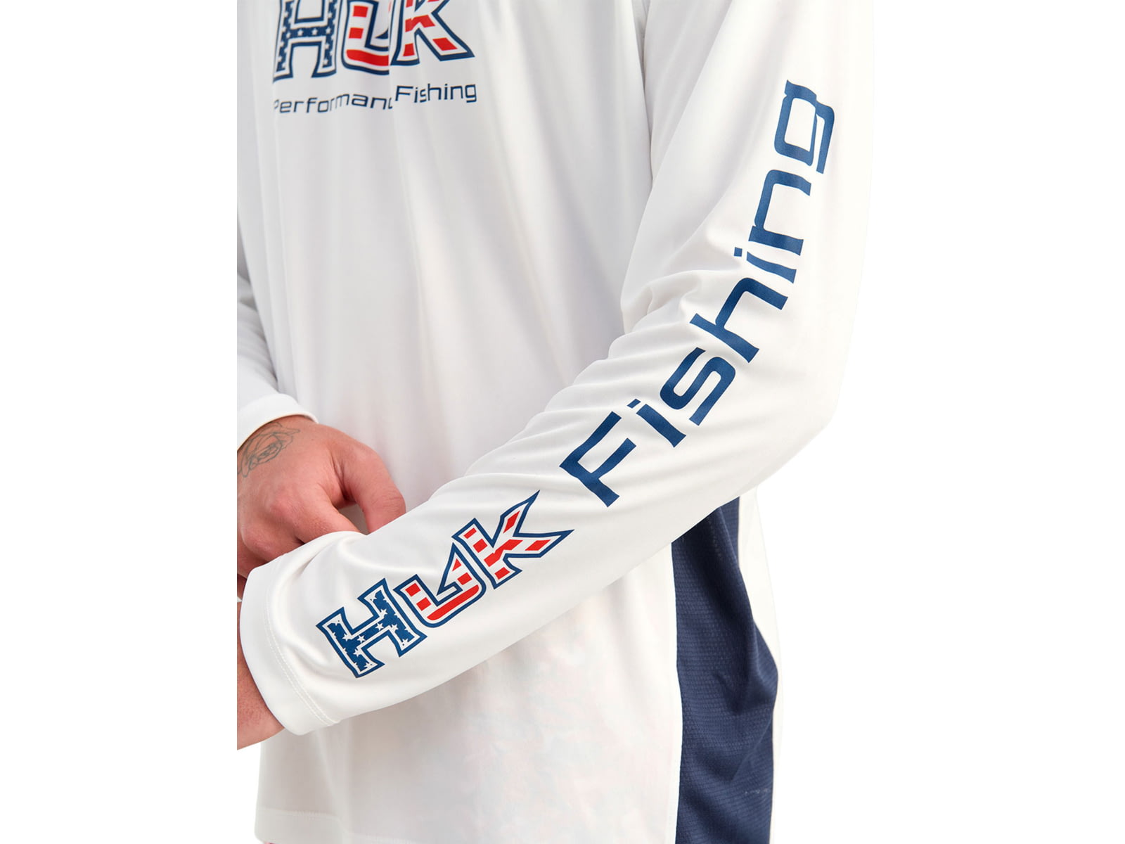 HUK Performance Fishing Pursuit Americana Fill Long Sleeve Crew - Men's White
