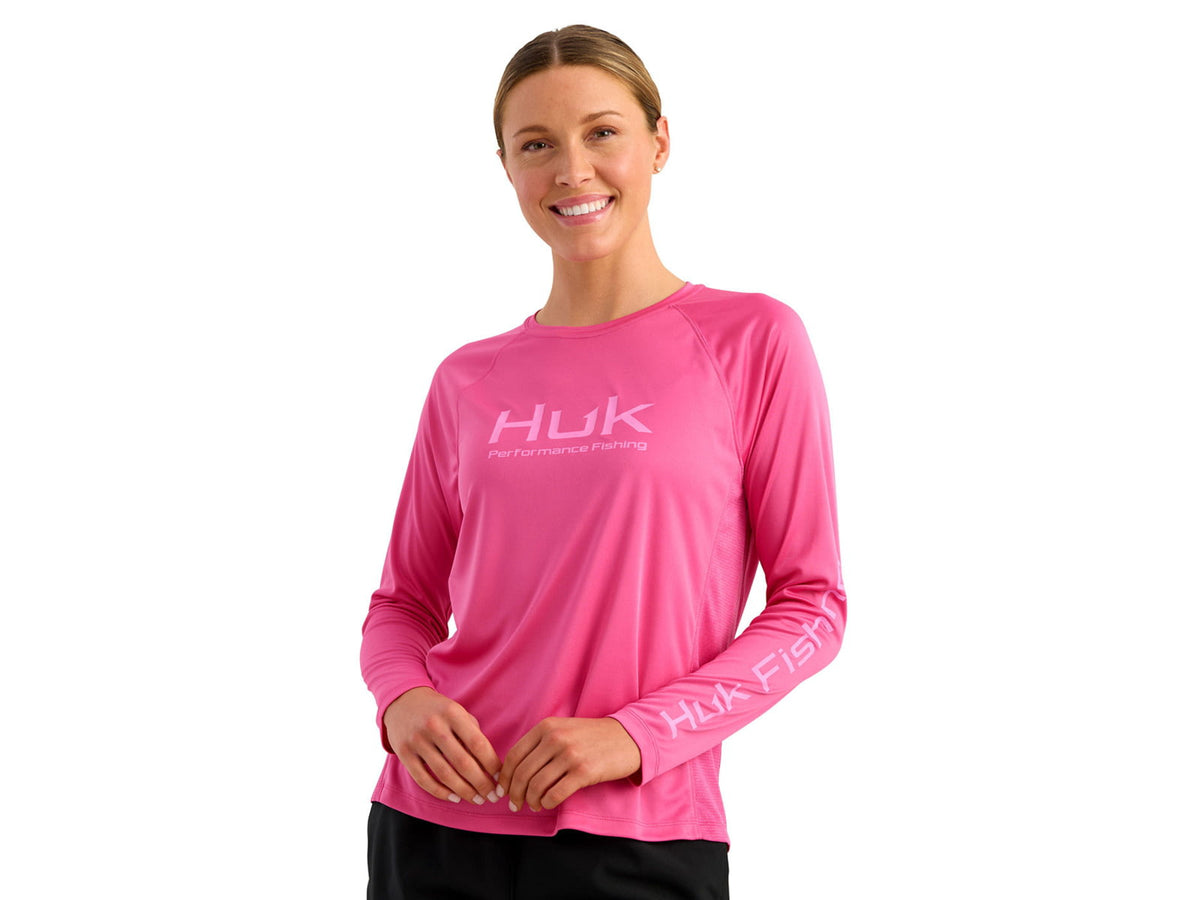 HUK Performance Fishing Pursuit Crew Solid - Women's Fuchsia Splash