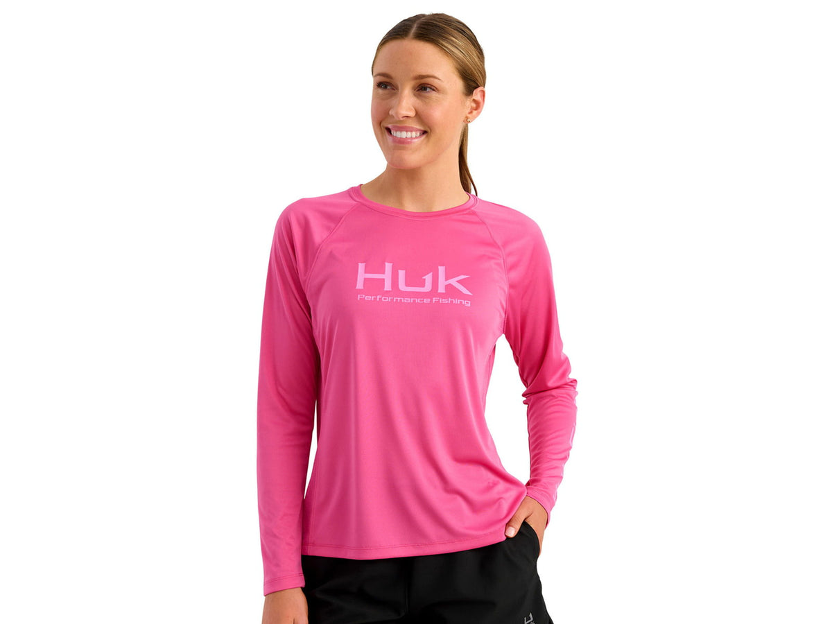 HUK Performance Fishing Pursuit Crew Solid - Women's Fuchsia Splash
