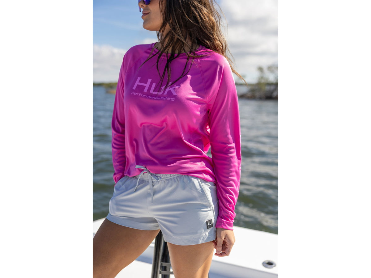 HUK Performance Fishing Pursuit Crew Solid - Women's Fuchsia Splash