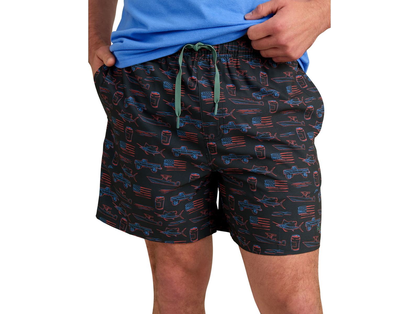 HUK Performance Fishing Pursuit Kc Printed Volley Short - Men's Sea Storm