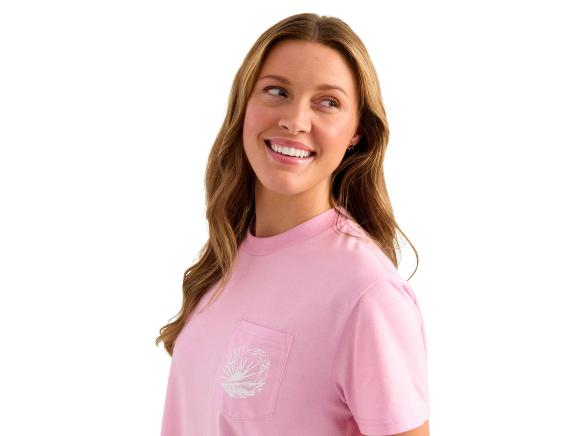 HUK Performance Fishing Raised On Waves Pocket Tee - Women's Oleander