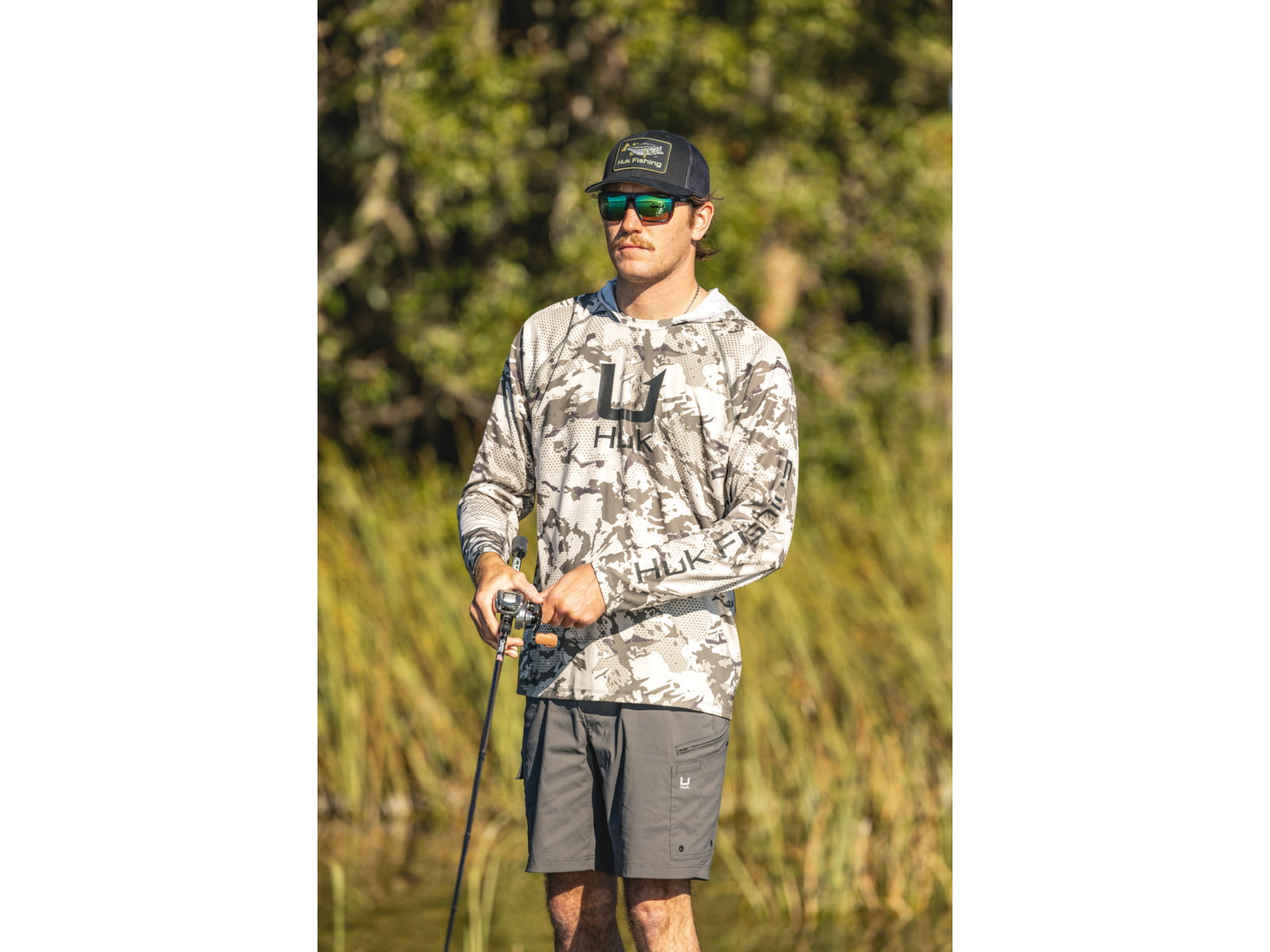 HUK Performance Fishing Icon Kc Printed Hoodie Moss2