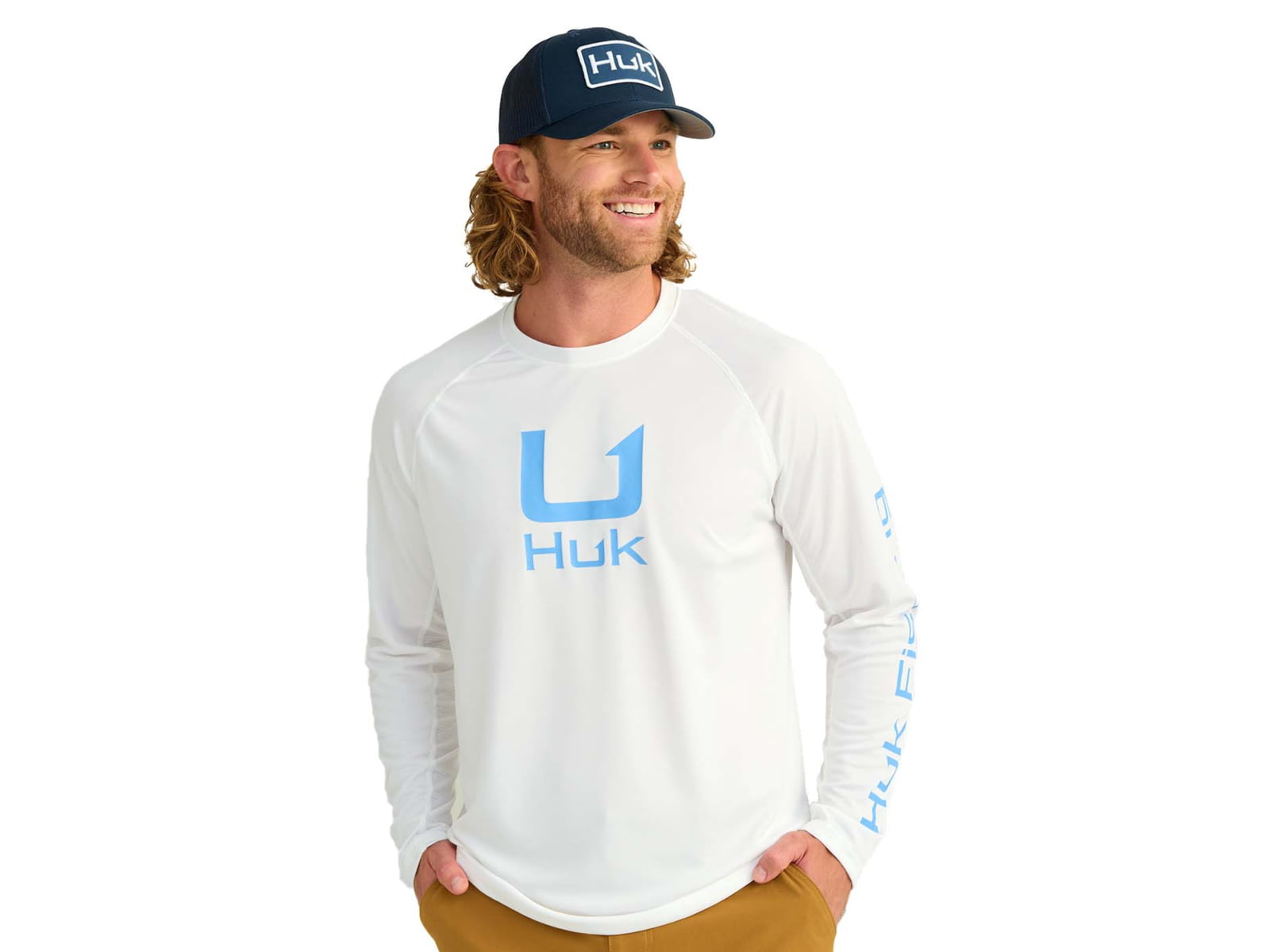 HUK Performance Fishing Icon Long Sleeve Performance Crew - Men's White