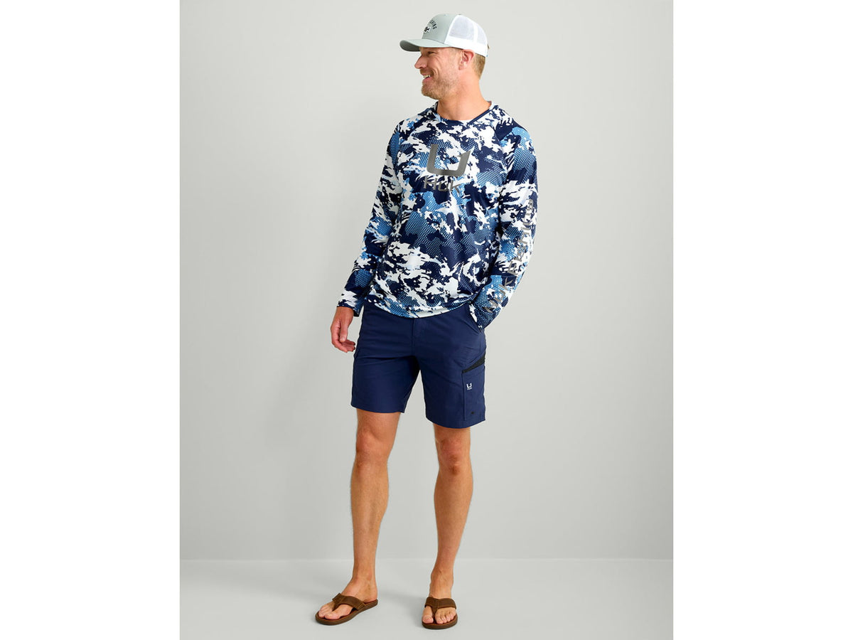 HUK Performance Fishing KC Print Icon Performance Crew - Men's Night Owl2 Small