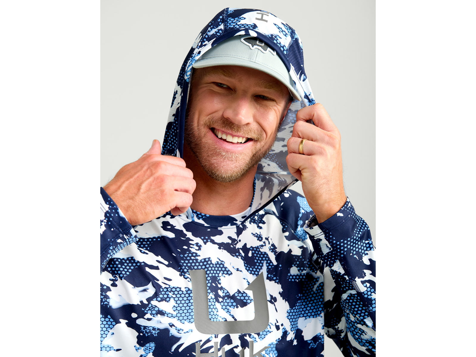 HUK Performance Fishing KC Print Icon Performance Crew - Men's Night Owl2 Small