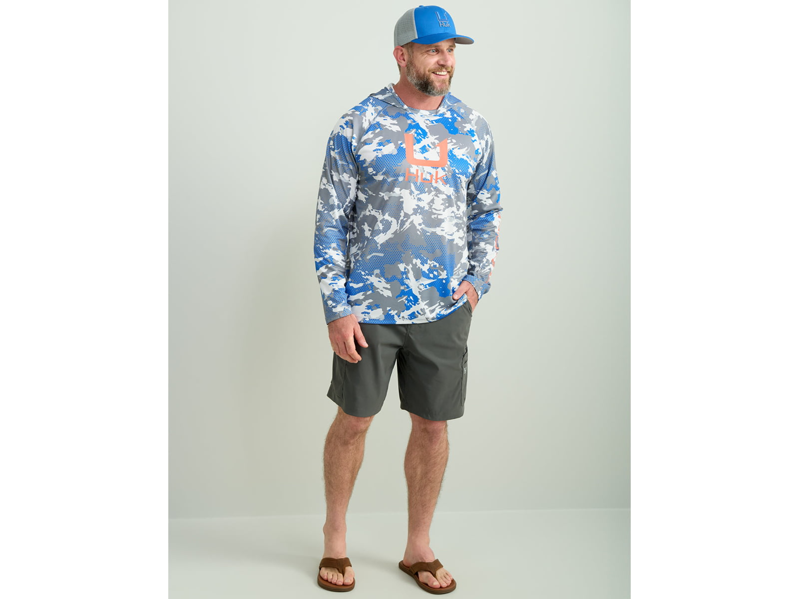 HUK Performance Fishing KC Print Icon Performance Crew - Men's Night Owl2 Small