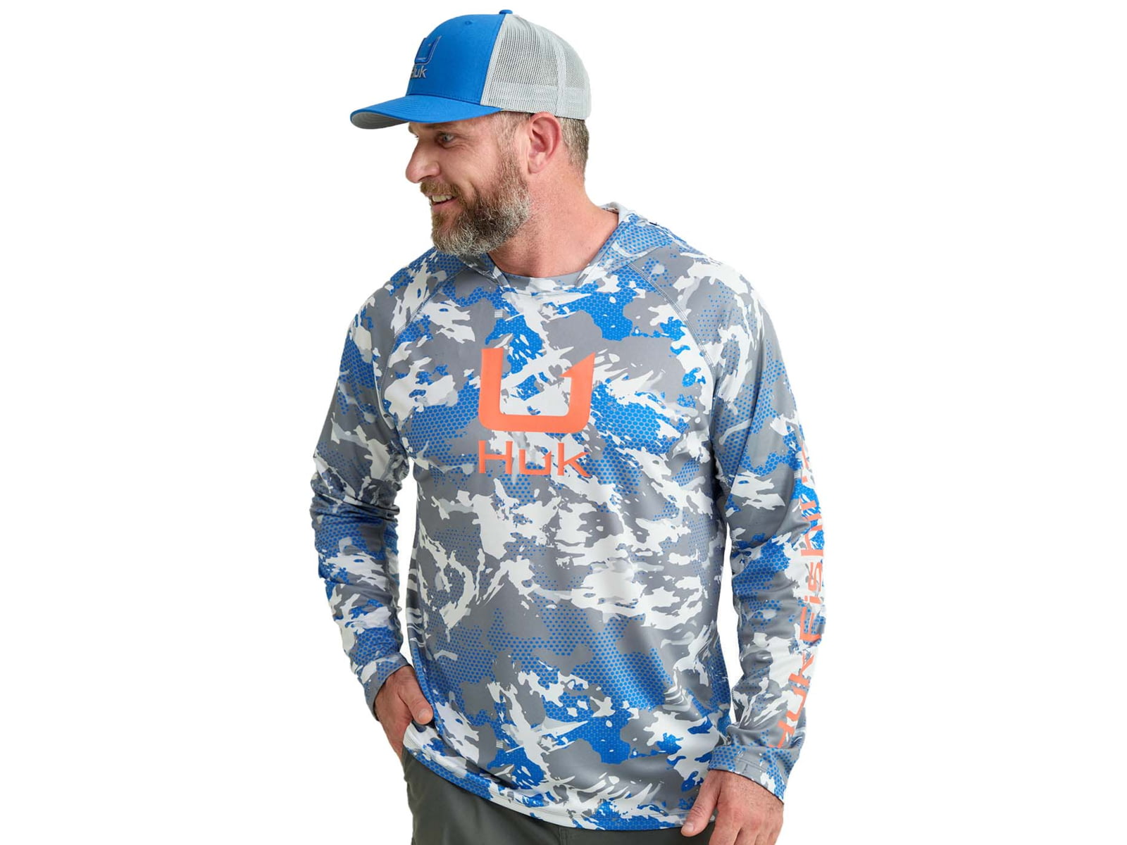 HUK Performance Fishing KC Print Icon Performance Crew - Men's Night Owl2 Small