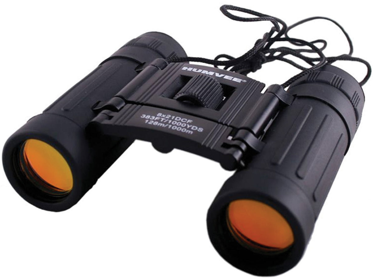 Humvee Rubber Armor Coated 8x21 Binoculars Black HMV821