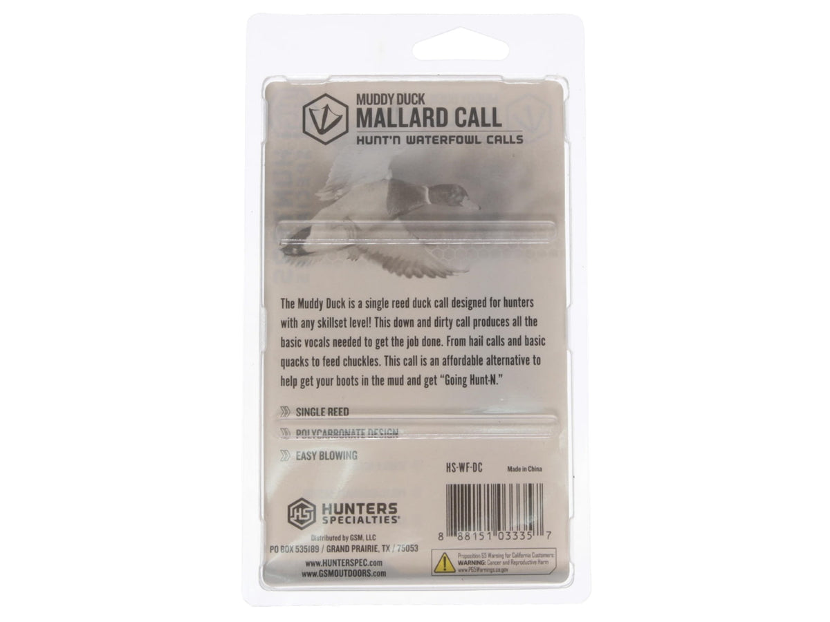 Hunters Specialties Duck Single Reed Mallard Call Black HS-WF-DC