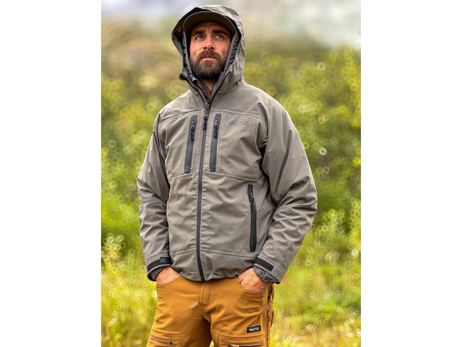 Huto Lifestyle Bone Dry Rain Jacket Green/Grey
