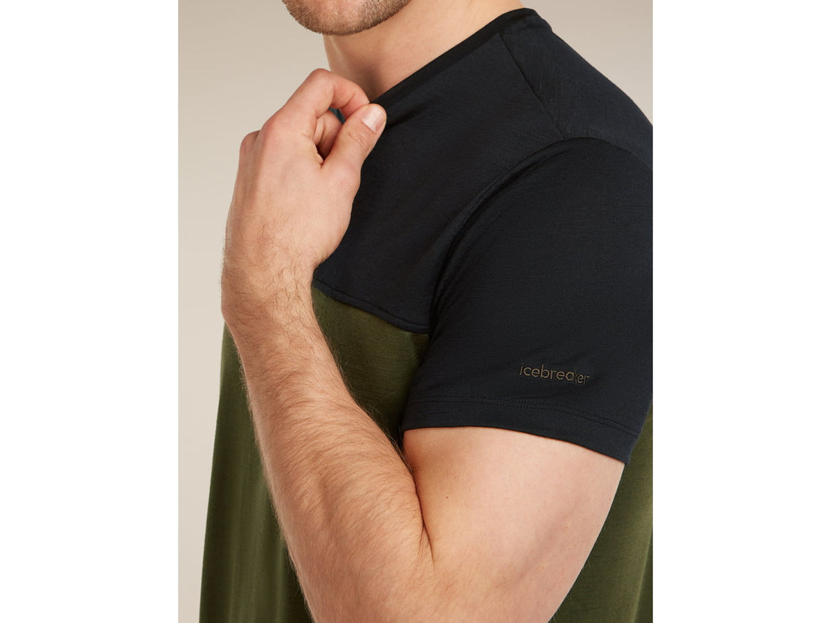 Icebreaker Merino Blend 125 Cool-Lite Sphere Short Sleeve T-Shirt Colour Block - Men's Dark Loden/Black