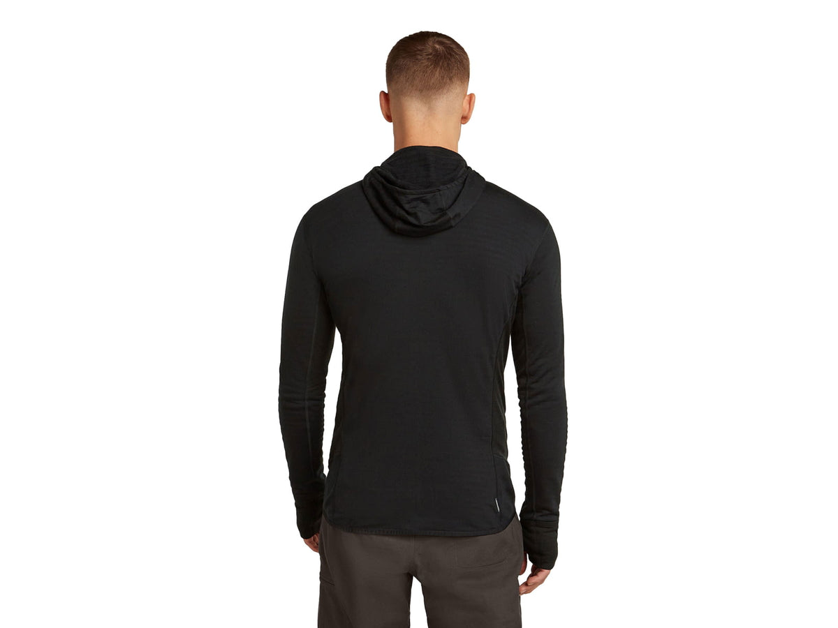 Icebreaker Merino Blend 300 RealFleece Descender Long Sleeve Zip Hoodie - Men's Black