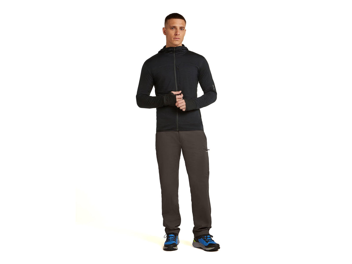Icebreaker Merino Blend 300 RealFleece Descender Long Sleeve Zip Hoodie - Men's Black