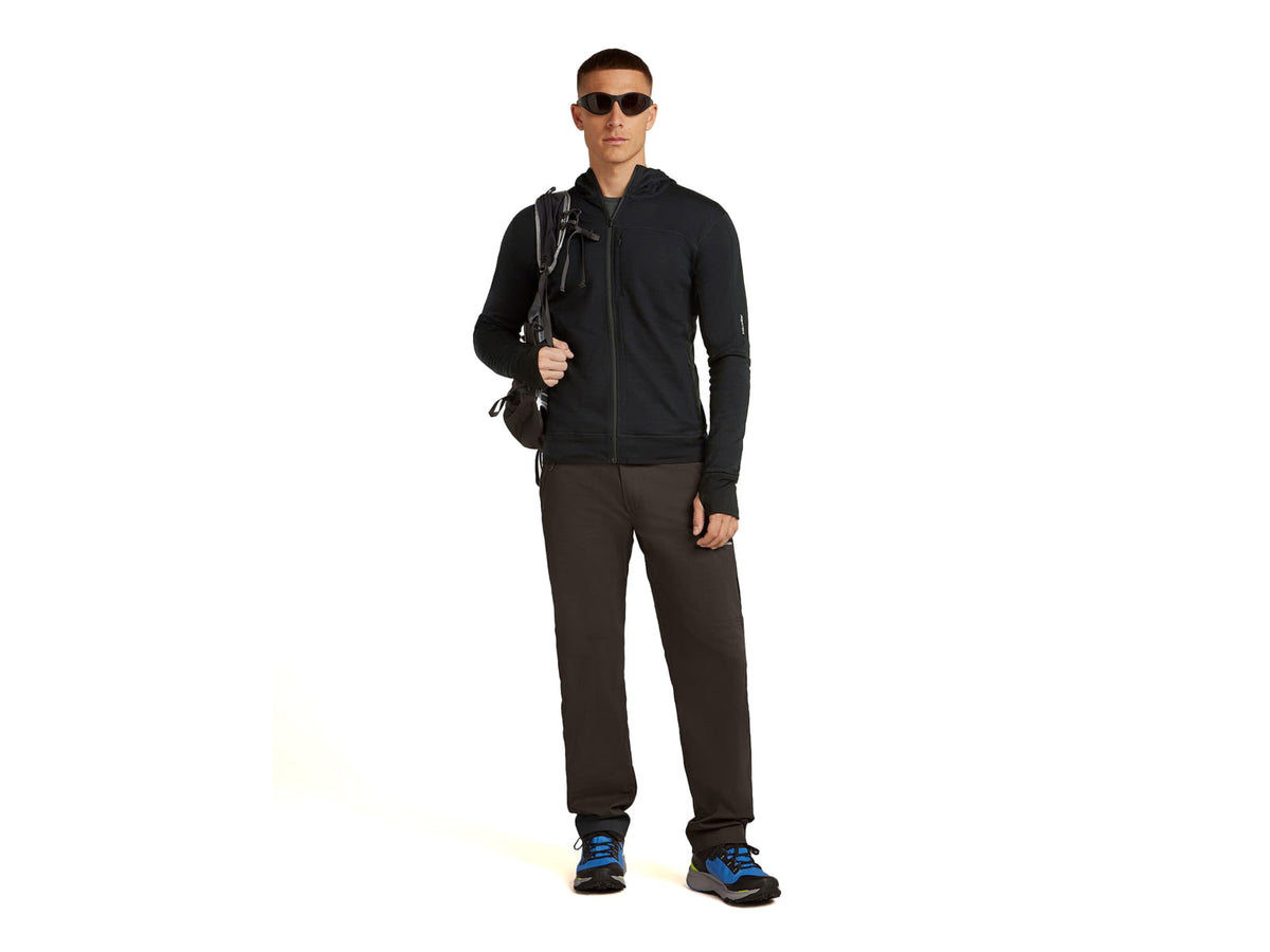 Icebreaker Merino Blend 300 RealFleece Descender Long Sleeve Zip Hoodie - Men's Black
