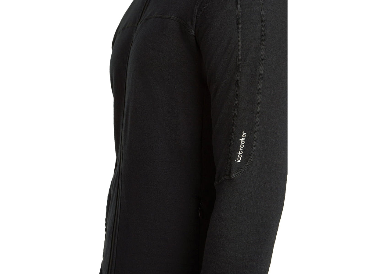 Icebreaker Merino Blend 300 RealFleece Descender Long Sleeve Zip Hoodie - Men's Black