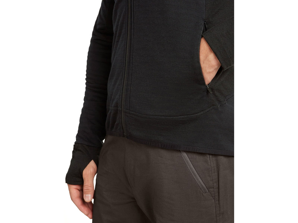 Icebreaker Merino Blend 300 RealFleece Descender Long Sleeve Zip Hoodie - Men's Black