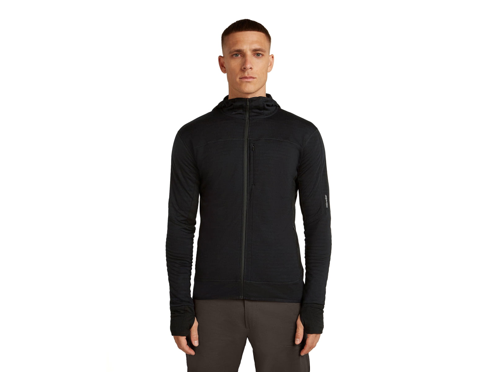 Icebreaker Merino Blend 300 RealFleece Descender Long Sleeve Zip Hoodie - Men's Black