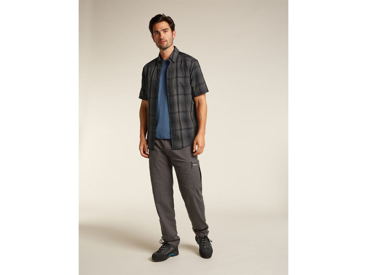 Icebreaker Merino 125 Cool-Lite Steveston SS Shirt Plaid - Men's Obsidian/Black Small