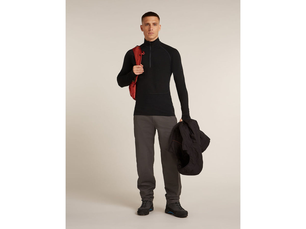 Icebreaker Merino 200 ZoneKnit Long Sleeve Half Zip Thermal Top - Men's Black Large