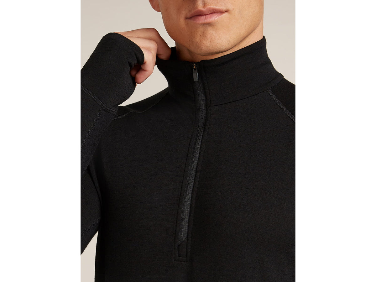 Icebreaker Merino 200 ZoneKnit Long Sleeve Half Zip Thermal Top - Men's Black Large