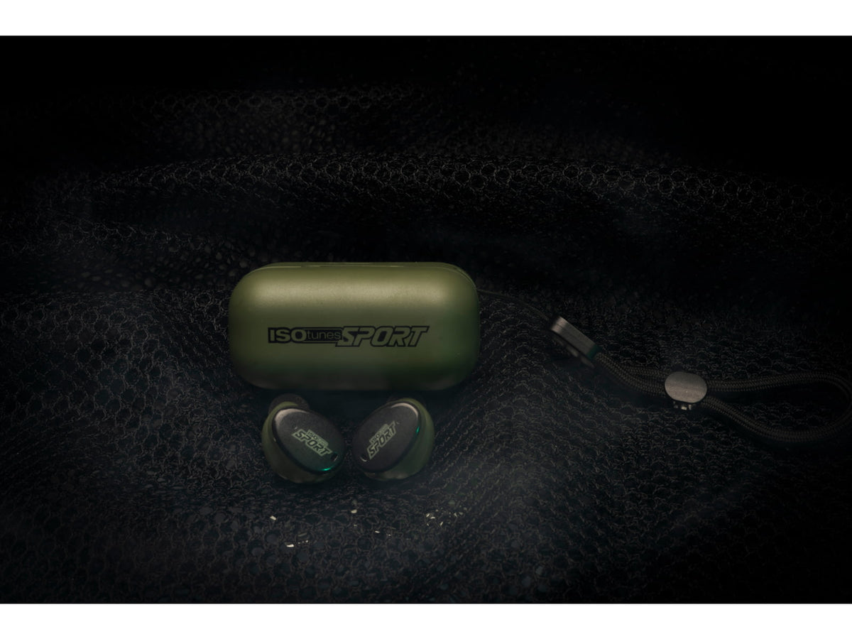 ISOtunes Sport CALIBER BT Tactical Earbuds with True Wireless Bluetooth 25 NRR OD Green IT-17