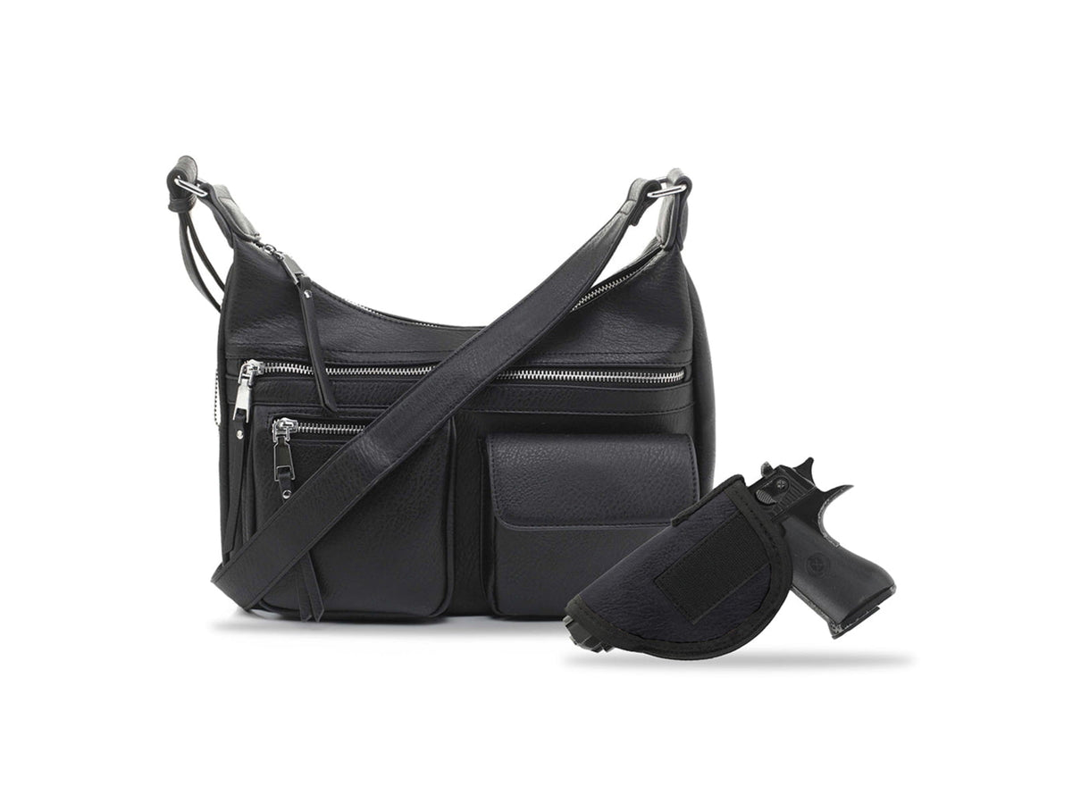 Jessie & James Elle Concealed Carry Hobo Handbag CCW Handbag Black AMC5803L BK
