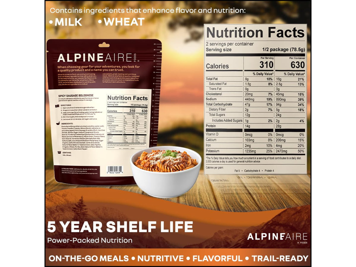 Katadyn Alpine Aire Foods Spicy Sausage Bolognese 1 Serving 62630