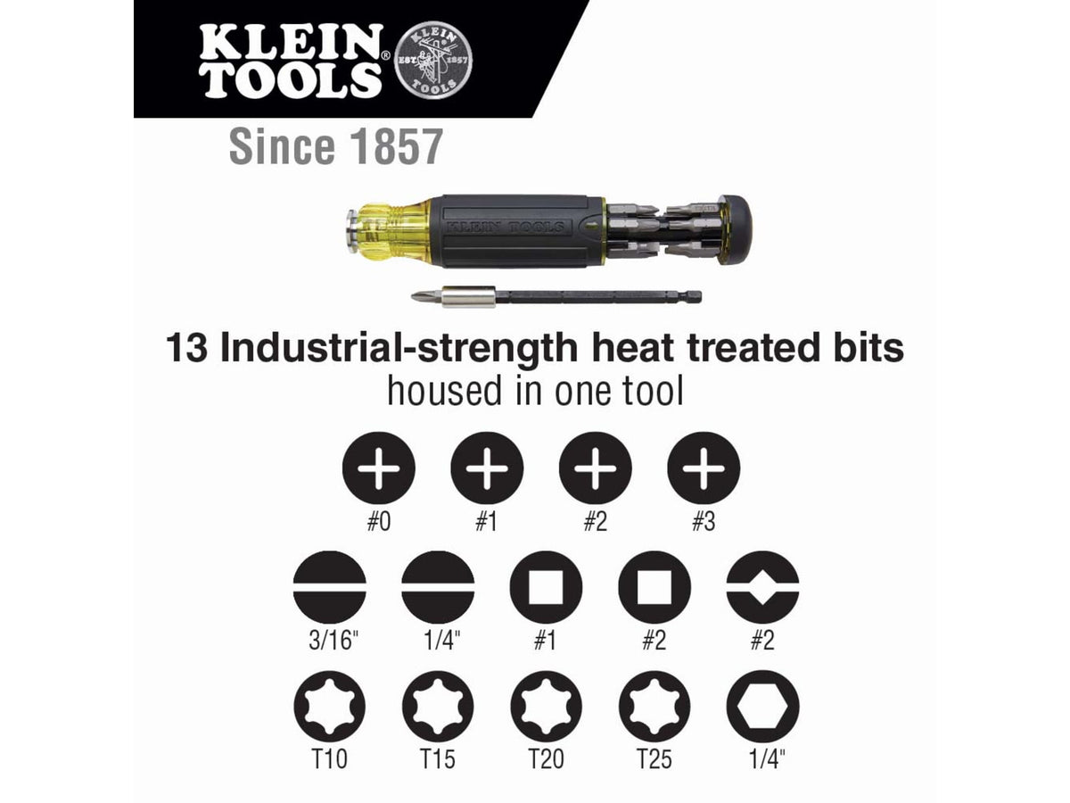 Klein Tools 14in1 Multi-Bit Adjustable Length Screwdriver Black/Yellow 32303