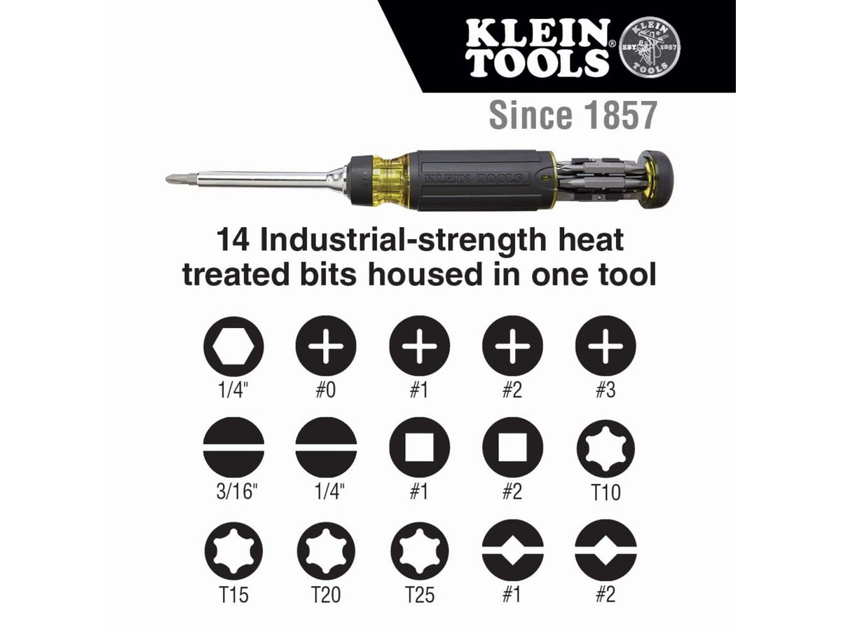 Klein Tools 15in1 Multi-Bit Ratcheting Screwdriver Black/Yellow