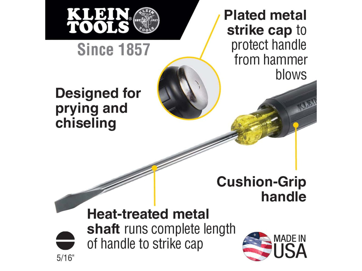Klein Tools 5/16In Keystone Demolition Driver 7In Shank Yellow/Black