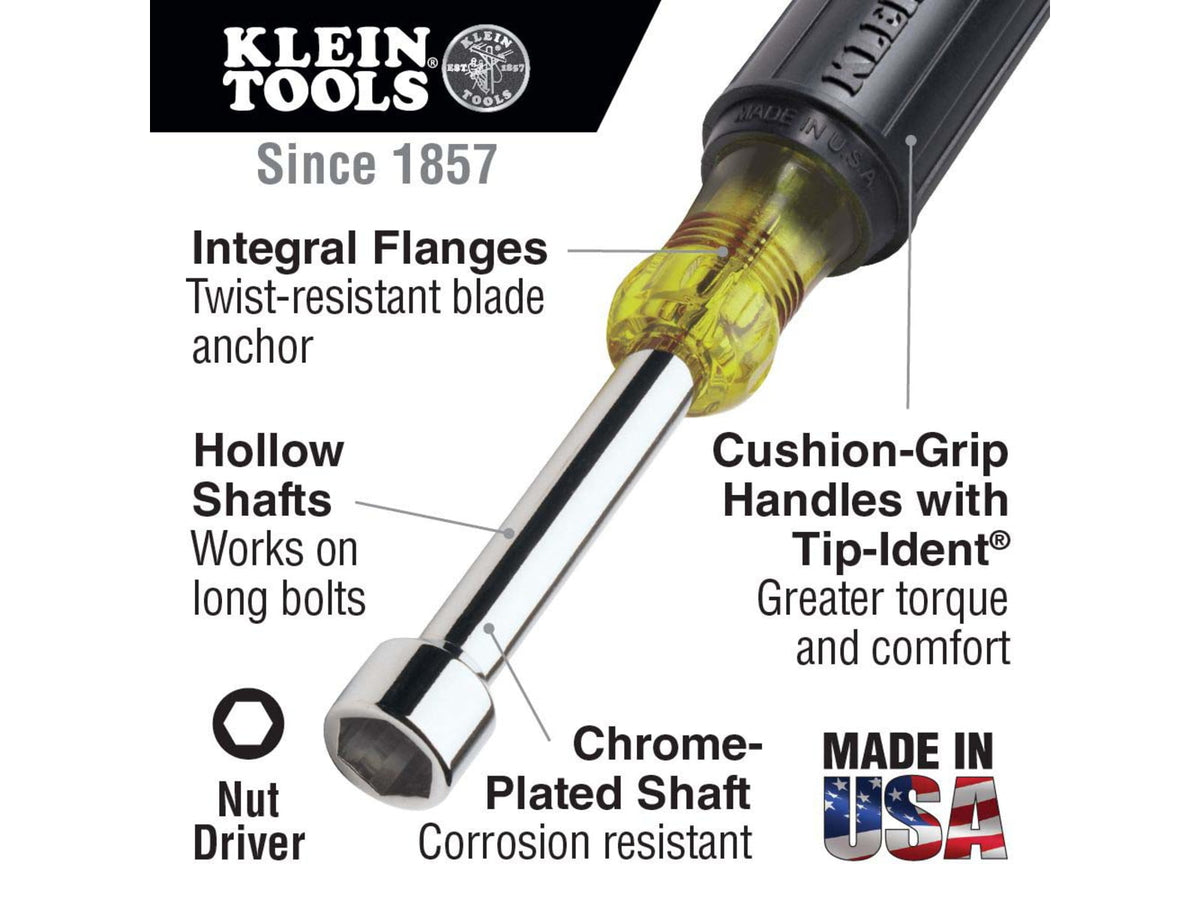 Klein Tools 5/16In Nut Driver Cushion-Grip 3In Shaft Black/Yellow 630-5/16
