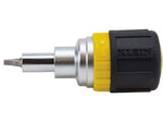 Klein Tools 6in1 Multi-Bit Ratcheting Screwdriver Stubby Ph Sl Sq Nut Bits Black/Yellow 32594