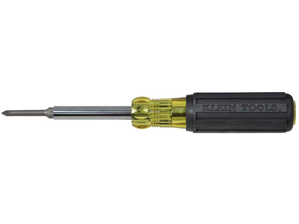 Klein Tools 6in1 Multi Bit Screwdriver/Nut Driver Extended Reach Ph Sl Sq Black/ Yellow 32560