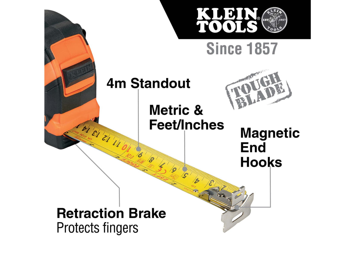 Klein Tools 7.5 Meter Tape Measure Magnetic Double-Hook Orange/Black 9375